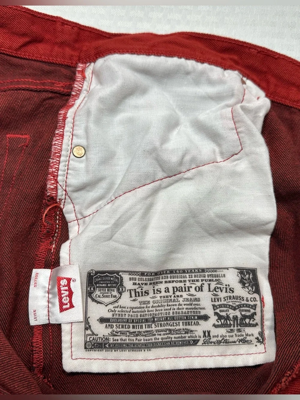 Vtg Levis 501XX Jeans Mens 38x32 (FITS 36x30) Red Denim Button Fly Mexico Y2K